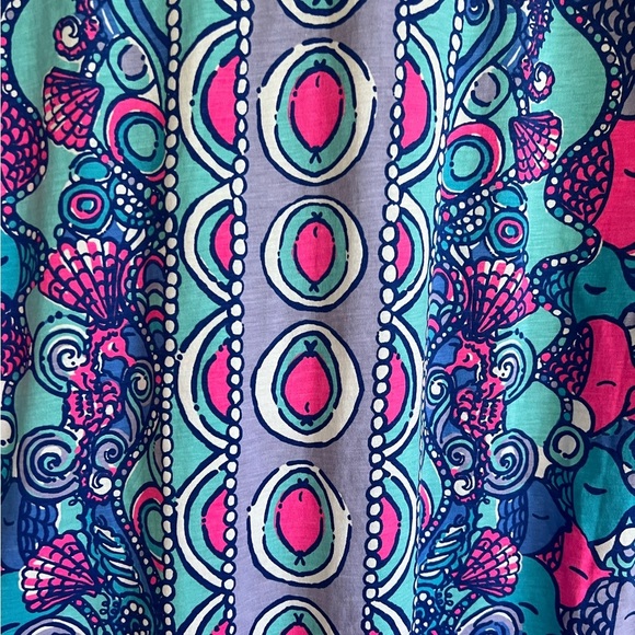Lilly Pulitzer Pima Cotton Linden Dress "Sea Jewels" 3/4 Sleeves, Blue/Pink, S - Picture 4 of 7